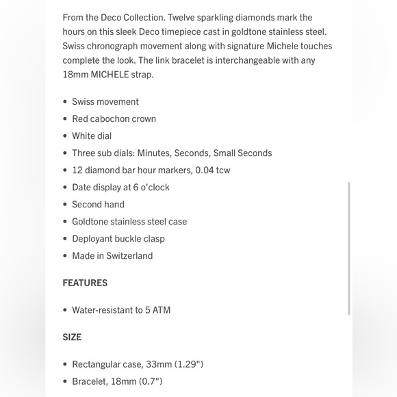 Michelle Deco watch in gold with 12 sparking diamond marks w extra wrist band - Picture 4 of 8